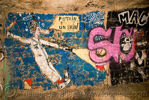 graffiti - catacombes de paris - catacombs of paris (off-limit area) - bar des rats, cave, clandestines, graffiti, illegal, paris, trespassing, underground quarry