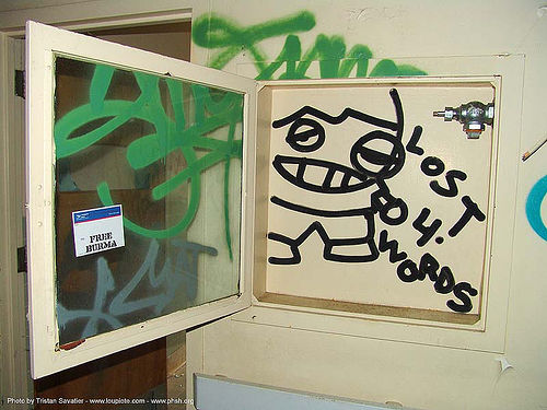 graffiti-kids-five - abandoned hospital (presidio, san francisco) - phsh, abandoned building, abandoned hospital, child, graffiti, kid, presidio hospital, presidio landmark apartments, trespassing