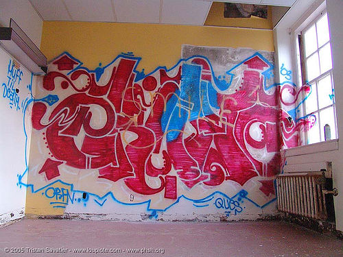 graffiti-orfn - abandoned hospital (presidio, san francisco), abandoned building, abandoned hospital, erupto, graffiti, presidio hospital, presidio landmark apartments, trespassing