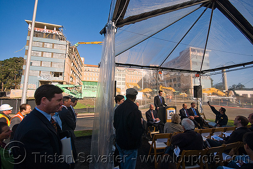 ground breaking ceremony - building demolition - phsh - abandoned hospital (presidio, san francisco), abandoned building, abandoned hospital, building demolition, ceremony, ground breaking, presidio hospital, presidio landmark apartments