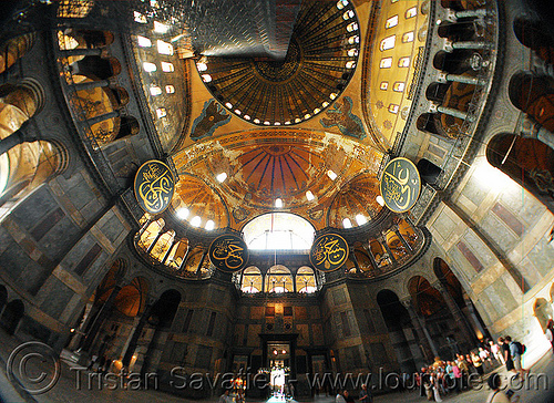 hagia sophia - interior (istanbul), arabic, aya sofya, byzantine architecture, calligraphy, church, fisheye, hagia sophia, inside, interior, islam, mosque, orthodox christian