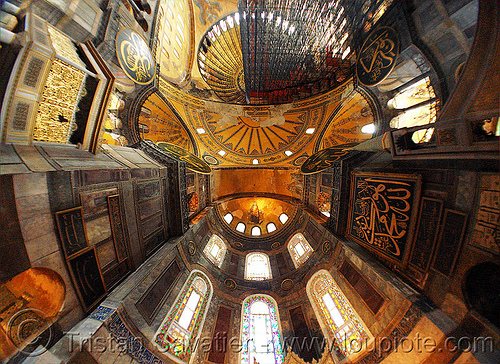 hagia sophia interior (istanbul), arabic, aya sofya, byzantine architecture, calligraphy, church, fisheye, hagia sophia, inside, interior, islam, mosque, orthodox christian