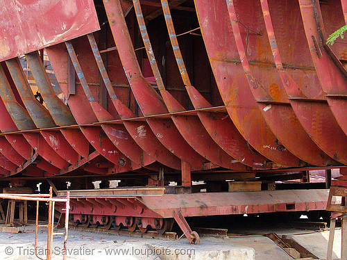 hải phòng (hai phong) shipyard - vietnam, boat, construction, hai phong shipyard, hull, hải phòng, red, ship building, ship frame, steel frame, steel plates