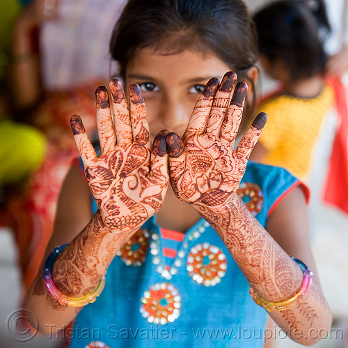 Woman with Henna Tattoos on Hands Against Green Background, Closeup.  Traditional Mehndi Ornament Stock Image - Image of cultural, mehendy:  220207119