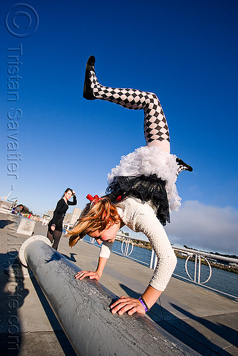 handstand - catie - superhero street fair (san francisco), catie, handstand, islais creek promenade, superhero street fair, woman