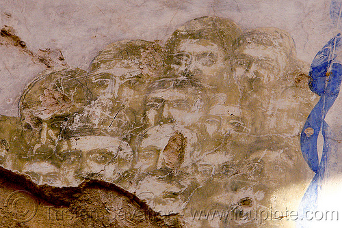 heads of saints - faded fresco in church ruin (turkey country), byzantine, faded, frescoes, georgian church ruins, orthodox christian, painting
