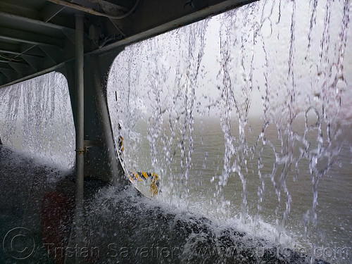 heavy rain falling on the ferry, ferry, ferryboat, rain, ship