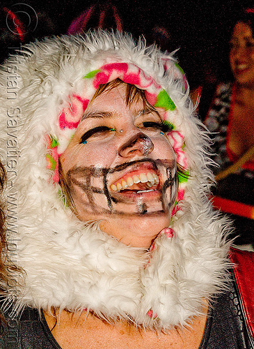 helen, costume, face painting, facepaint, fuzzy hat, ghostship 2009, halloween, helen, makeup, party
