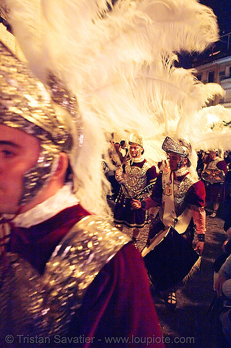 hermandad de la macarena - semana santa en sevilla, candles, easter, helmet, hermandad de la macarena, metal armor, night, roman soldiers, semana santa, sevilla, soldier, white feathers