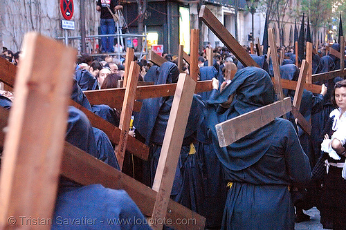 hermandad de la pasión - semana santa en sevilla, carrying, crosses, easter, hermandad de la pasión, nazarenos, semana santa, sevilla