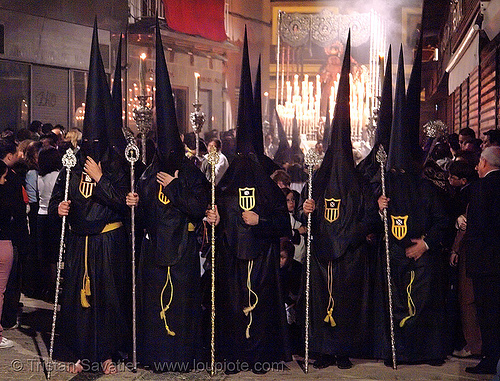 hermandad de la pasión - semana santa en sevilla, candles, easter, hermandad de la pasión, nazarenos, night, semana santa, sevilla