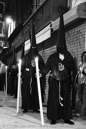 hermandad de la pasión - semana santa en sevilla, candles, easter, hermandad de la pasión, nazarenos, night, semana santa, sevilla