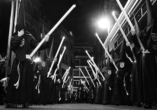 hermandad de la pasión - semana santa en sevilla, candles, easter, hermandad de la pasión, nazarenos, night, semana santa, sevilla