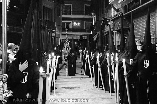 hermandad de la pasión - semana santa en sevilla, candles, easter, hermandad de la pasión, nazarenos, night, semana santa, sevilla