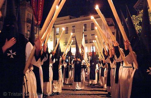 hermandad de la soledad de san lorenzo - semana santa en sevilla, candles, easter, hermandad de la soledad de san lorenzo, nazarenos, night, semana santa, sevilla