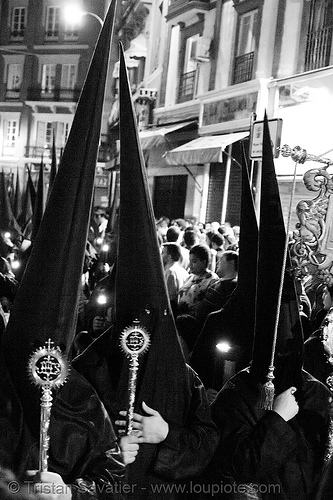 hermandad de la vera cruz - semana santa en sevilla, candles, easter, hermandad de la vera cruz, nazarenos, night, semana santa, sevilla