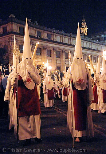 hermandad de las siete palabras - semana santa en sevilla, candles, easter, hermandad de las siete palabras, nazarenos, night, semana santa, sevilla