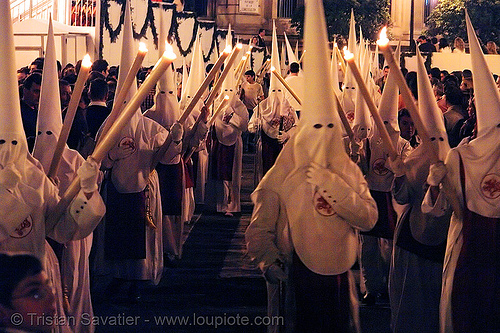 hermandad de las siete palabras - semana santa en sevilla, candles, easter, hermandad de las siete palabras, nazarenos, night, semana santa, sevilla