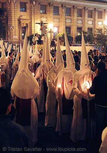 hermandad de las siete palabras - semana santa en sevilla, candles, easter, hermandad de las siete palabras, nazarenos, night, semana santa, sevilla