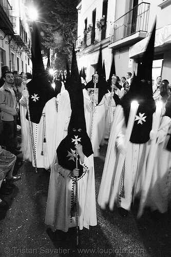 hermandad de monte-sión - semana santa en sevilla, candles, easter, hermandad de monte-sión, maltese cross, nazarenos, night, semana santa, sevilla