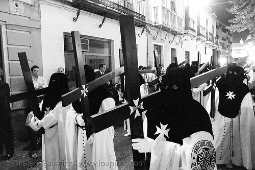 hermandad de monte-sión - semana santa en sevilla, candles, carrying, easter, hermandad de monte-sión, holy crosses, maltese cross, nazarenos, night, semana santa, sevilla