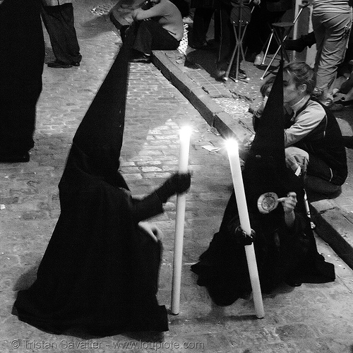 hermandad de san bernardo - semana santa en sevilla, candles, easter, hermandad de san bernardo, nazarenos, night, semana santa, sevilla