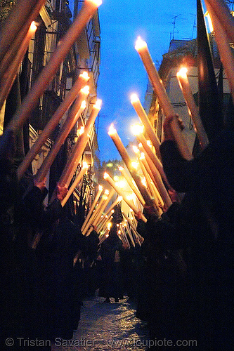 hermandad del gran poder - semana santa en sevilla, candles, easter, el gran poder, hermandad del gran poder, nazarenos, night, semana santa, sevilla