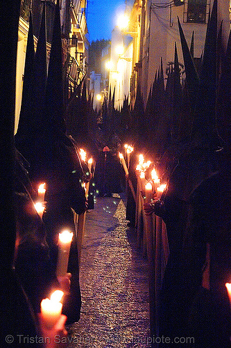 hermandad del gran poder - semana santa en sevilla, candles, easter, el gran poder, hermandad del gran poder, nazarenos, night, semana santa, sevilla