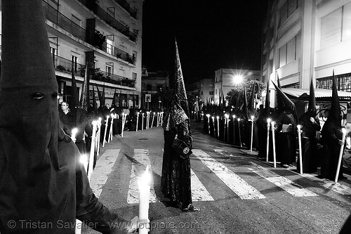 hermandad del gran poder - semana santa en sevilla, candles, easter, el gran poder, hermandad del gran poder, nazarenos, night, semana santa, sevilla