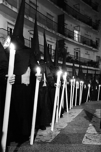 hermandad del gran poder - semana santa en sevilla, candles, easter, el gran poder, hermandad del gran poder, nazarenos, night, semana santa, sevilla