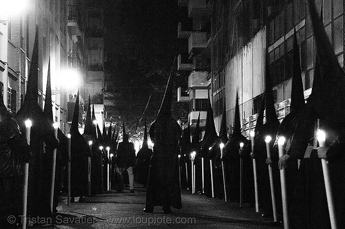 hermandad del gran poder - semana santa en sevilla, candles, easter, el gran poder, hermandad del gran poder, nazarenos, night, semana santa, sevilla