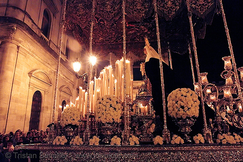 hermandad del museo - paso de la virgen - semana santa en sevilla, candles, easter, el museo, hermandad del museo, night, paso de la virgen, semana santa, sevilla