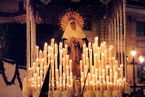 hermandad del museo - paso de la virgen - semana santa en sevilla, candles, easter, el museo, float, hermandad del museo, madonna, night, paso de la virgen, sacred art, semana santa, sevilla