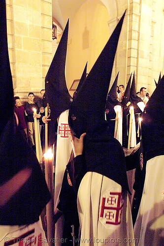 hermandad del museo - semana santa en sevilla, candles, easter, el museo, hermandad del museo, nazarenos, night, semana santa, sevilla