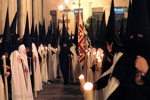 hermandad del museo - semana santa en sevilla, candles, easter, el museo, hermandad del museo, nazarenos, night, semana santa, sevilla