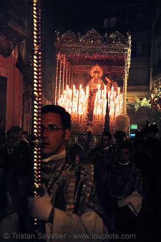 hermandad del silencio - paso de la virgen - semana santa en sevilla, candles, easter, el silencio, hermandad del silencio, night, paso de la virgen, semana santa, sevilla