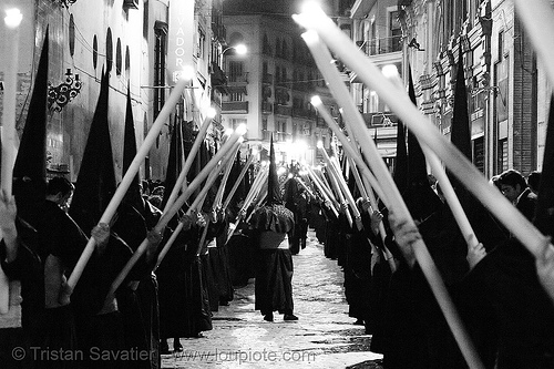 hermandad del silencio - semana santa en sevilla, candles, easter, el silencio, hermandad del silencio, nazarenos, night, semana santa, sevilla