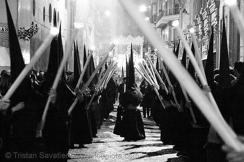 hermandad del silencio - semana santa en sevilla, candles, easter, el silencio, hermandad del silencio, nazarenos, night, semana santa, sevilla