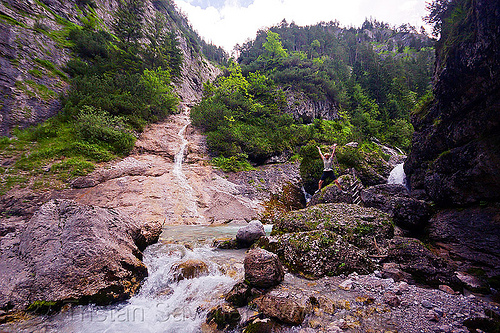 hiking to quellen buchweißbach near saalfelden (austria), austria, austrian alps, boulders, buchweißbach, creek, hiking, ladder, mountains, river, rock, saalfelden, susi, via ferrata, woman