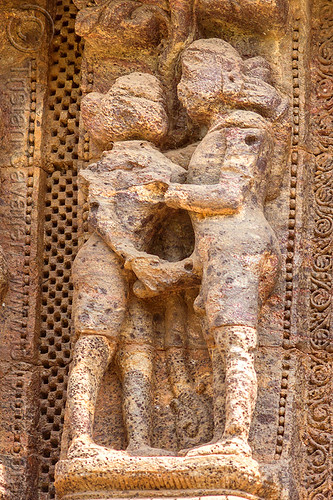 hindu erotic sculpture - konark sun temple (india), erotic sculptures, erotic stone carving, hindu temple, hinduism, konark sun temple, maithuna