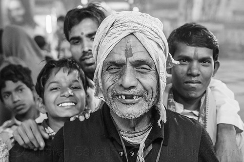 hindu grandfather and his grandson (india), children, family, grand-father, grand-son, group, headwear, hindu man, hindu pilgrimage, hinduism, indian man, kids, kumbh mela, men, night, old man, pilgrims, tilak, tilaka, turban