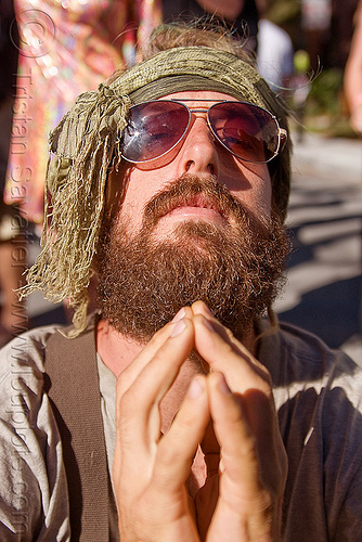 hippie man praying, head band, henry, hippie, man, praying, scarf, sunglassed