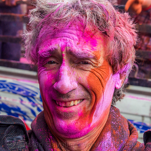 holi festival of colors (india), dye, holi festival, man, pink, powder, purple, red, selfie, selfportrait, west bengal