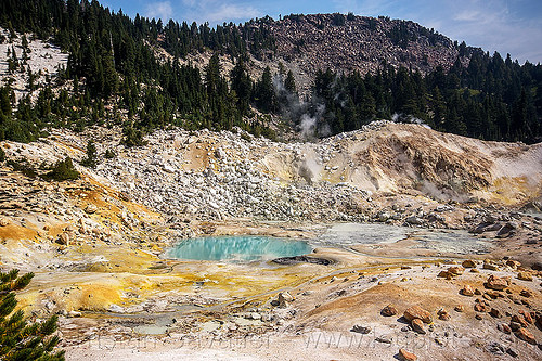 hot springs - bumpass hell - lassen volcanic national park, bumpass hell, fumaroles, geothermal, hot springs, landscape, lassen volcanic national park, mountains, pool