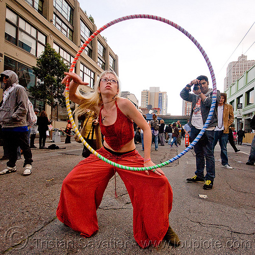 hula hooper - cressie mae (san francisco), cressie mae, hula hoop, hula hooper, red, woman