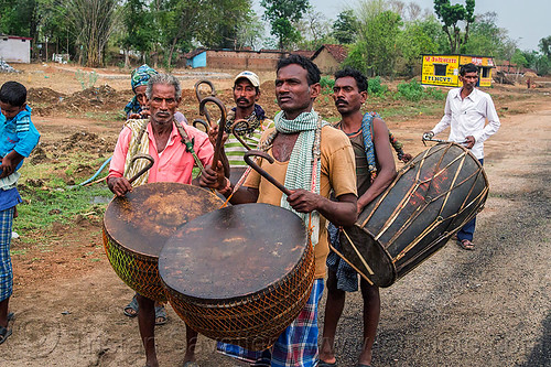 indian drums - small marching band (india), canes, drummers, drums, hinduism, india, marching band, men, percussion, playing music, walking