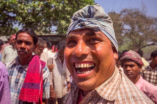indian man with toothy smile (india), headdress, indian man, men, teeth, turban, west bengal