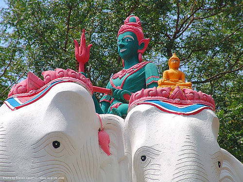 indra on erawan (aka airavata) - เอราวัณ - three-headed white elephant sculpture - ऐरावत - thailand, elephant sculpture, elephant statue, erawan, three-headed white elephant, ऐरावत, เอราวัณ