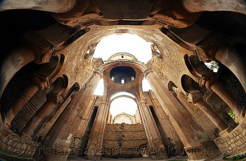 Işhan monastery - georgian church ruin (turkey), byzantine architecture, columns, fisheye, georgian church ruins, ishan church, ishan monastery, işhan, nave, orthodox christian