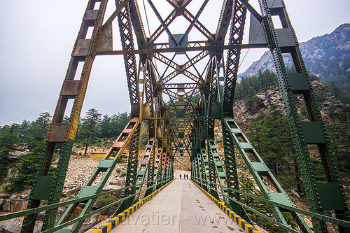 jadh ganga bridge - gangotri road (india), bhagirathi valley, jadh ganga bridge, road, single lane, truss bridge